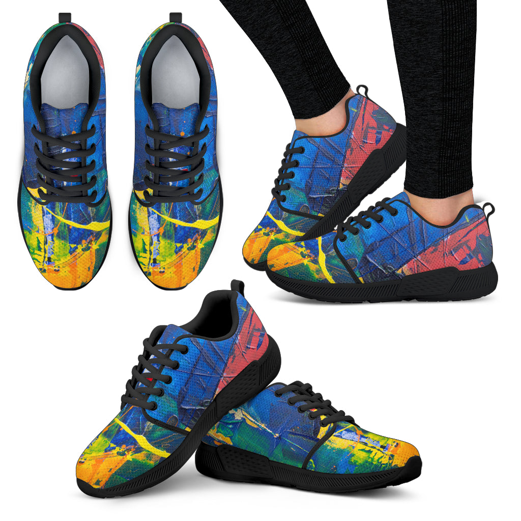 Women's Athletic Sneakers, Colorful Paint Motif - - buy epic deals
