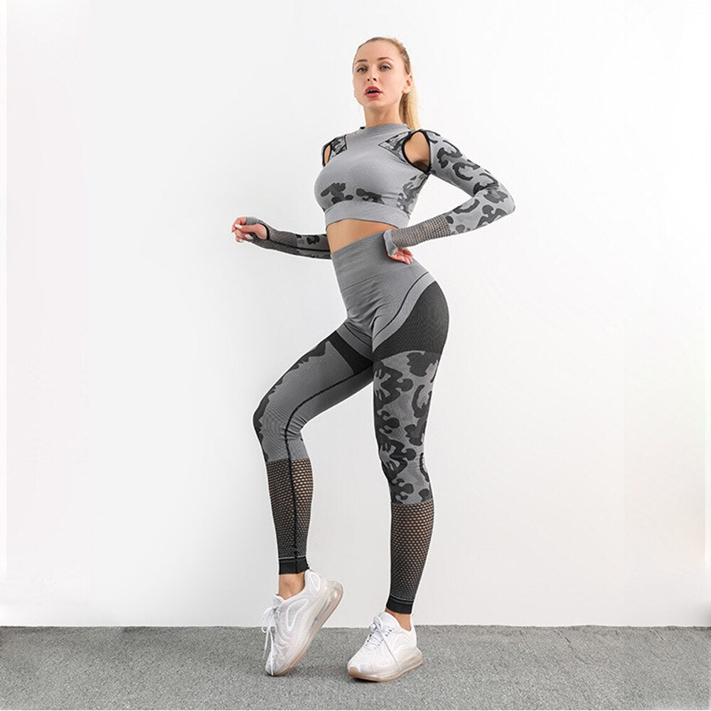 LOREN - Vented 2 Pc Mesh Leggings Yoga Set