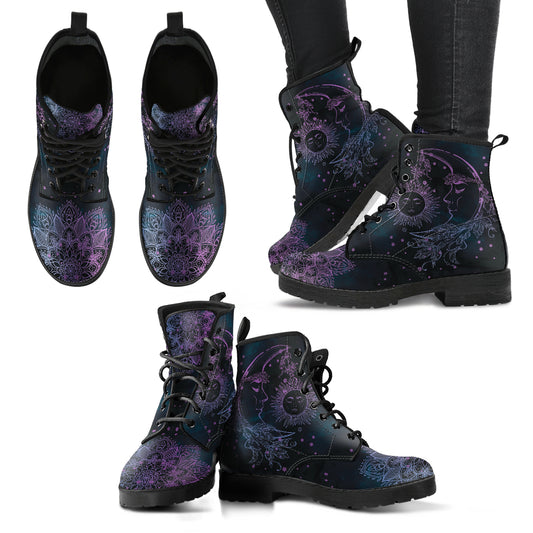 Purple Sun Moon Handcrafted Boots -  - buy epic deals