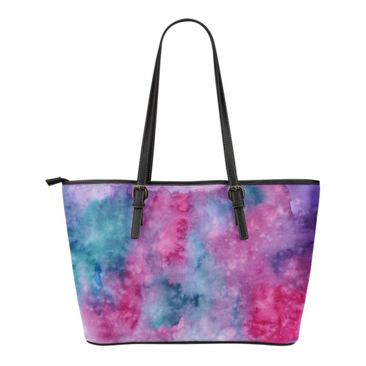 Watercolor Pink Small Leather Tote Bag -  - buy epic deals