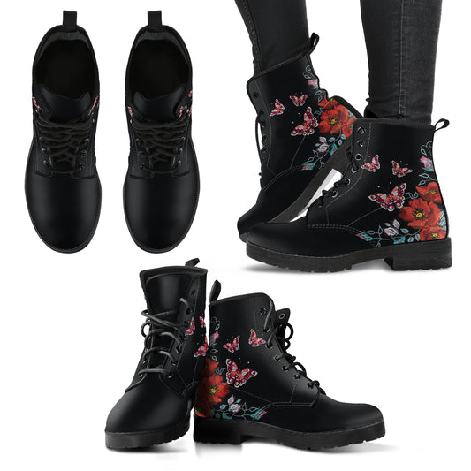 Butterfly and Flowers Handcrafted Boots -  - buy epic deals