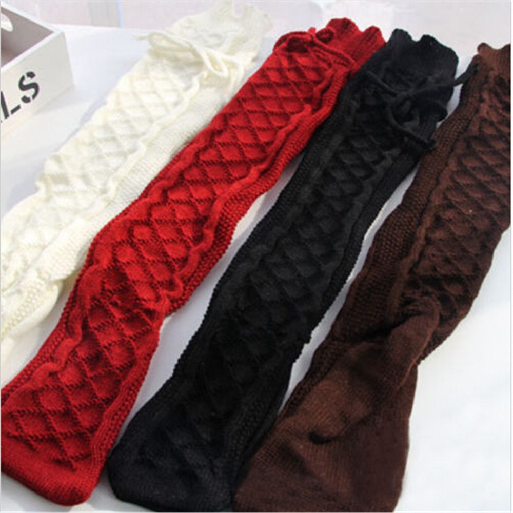 Winter Soft Warm Over Knee Sexy Women's Cable Knit Socks