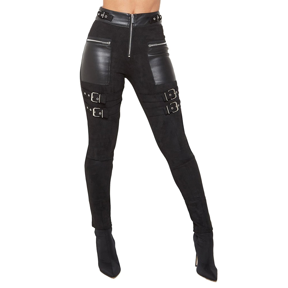 Super Sexy Faux Leather Goth Pencil Pants For Women