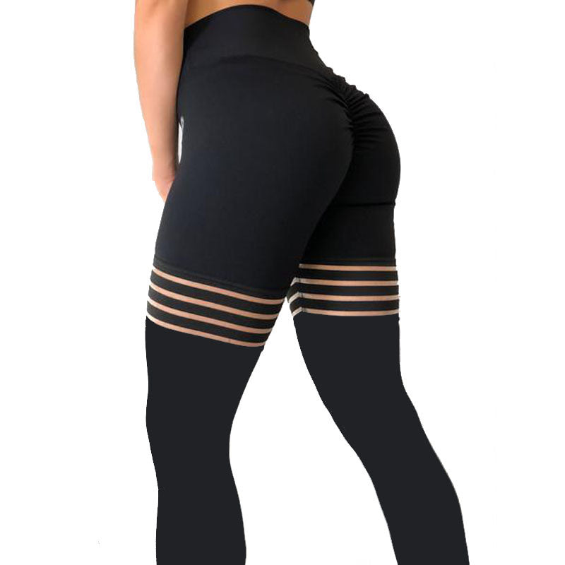 Black Ruched Clear Elastic Thick Leggings
