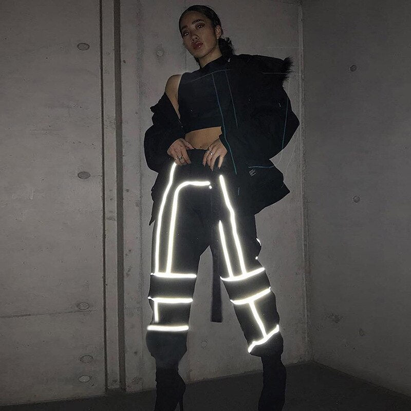 Sexy Reflective Patchwork Pants Street Fashion Cargo Pants -  - buy epic deals