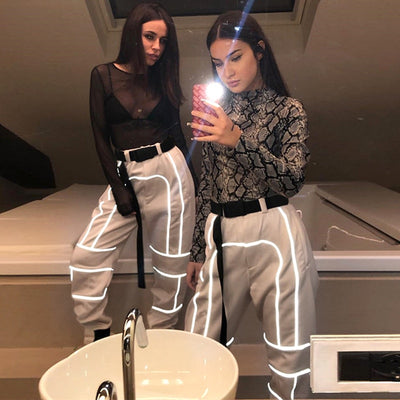 Sexy Reflective Patchwork Pants Street Fashion Cargo Pants -  - buy epic deals