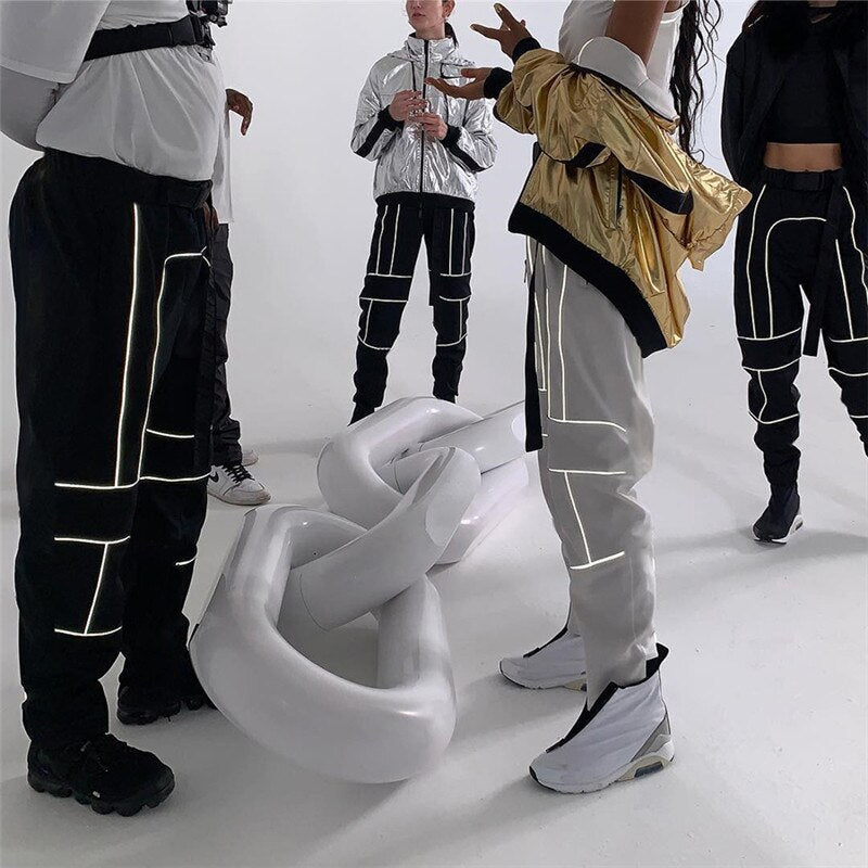 Sexy Reflective Patchwork Pants Street Fashion Cargo Pants -  - buy epic deals