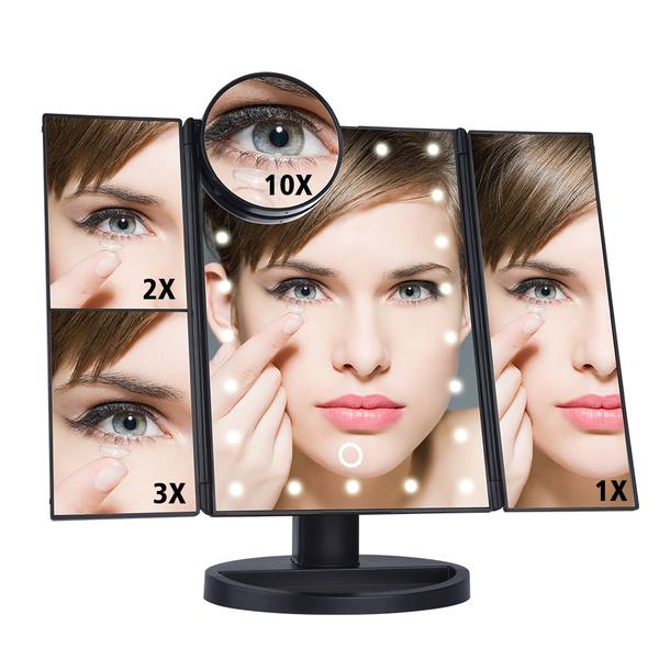 Makeup Mirror 22 LEDs 1X/2X/3X/10X Magnifying Mirrors 3 Folds - Mirror - buy epic deals