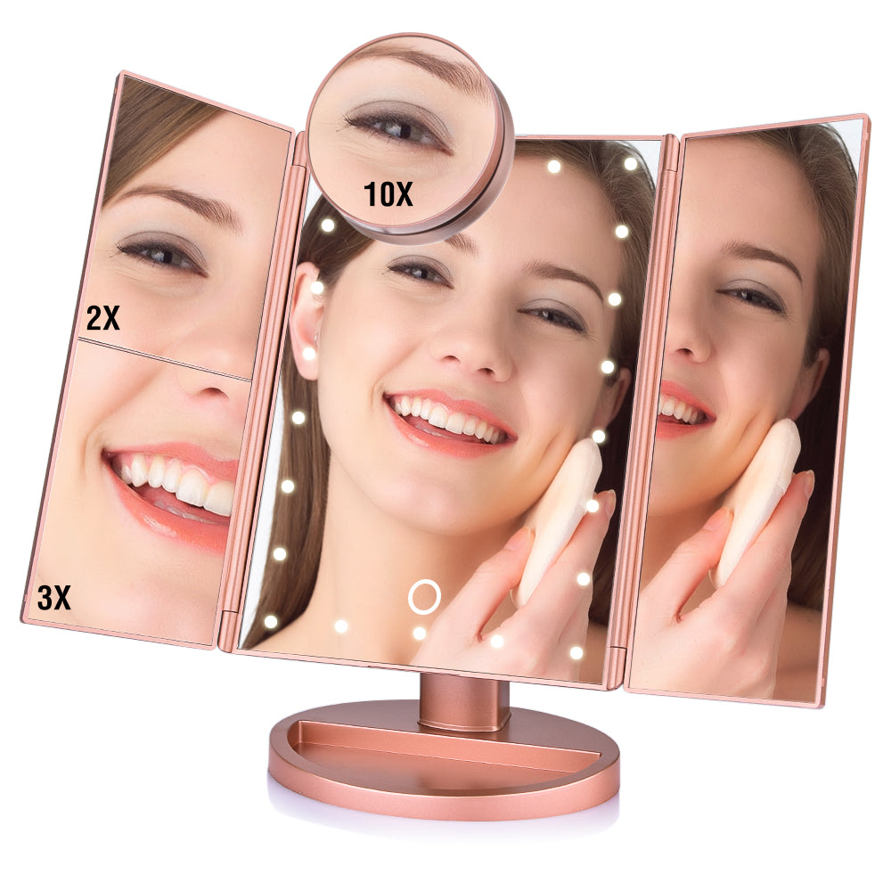 Makeup Mirror 22 LEDs 1X/2X/3X/10X Magnifying Mirrors 3 Folds - Mirror - buy epic deals