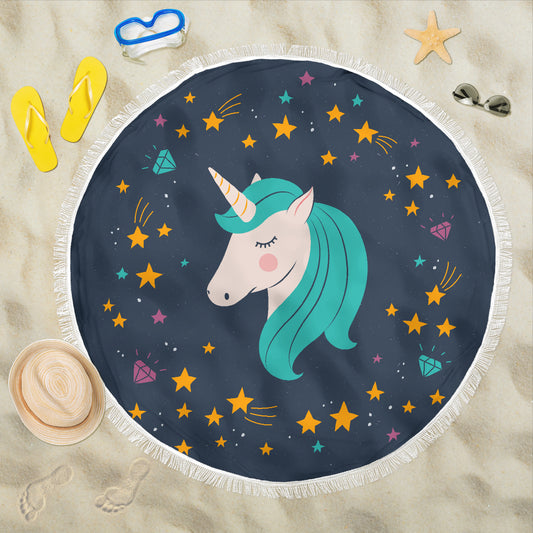 Midnight Blue Starry Night Crescent Moon Unicorn 🦄  Beach Blanket -  - buy epic deals