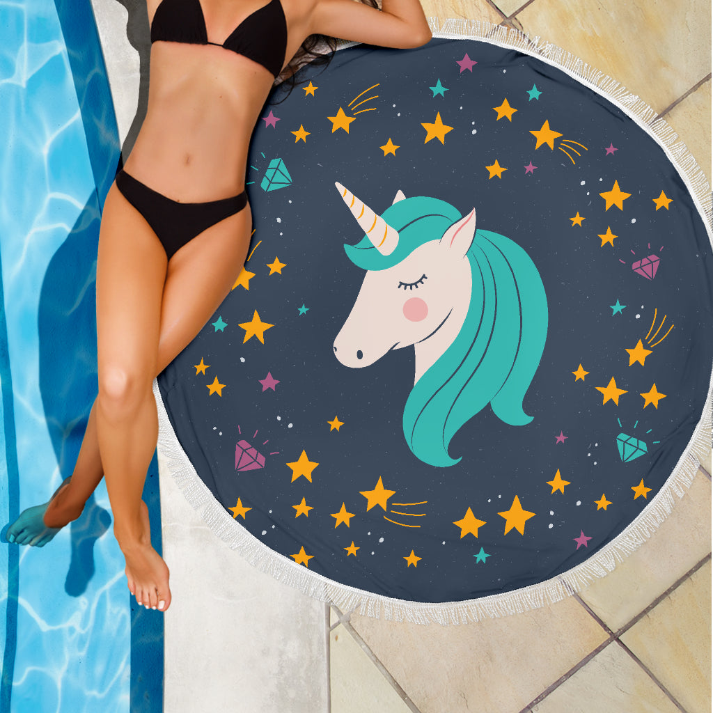 Midnight Blue Starry Night Crescent Moon Unicorn 🦄  Beach Blanket -  - buy epic deals