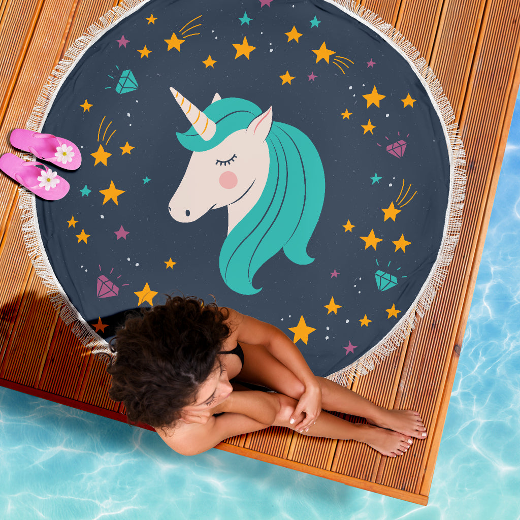 Midnight Blue Starry Night Crescent Moon Unicorn 🦄  Beach Blanket -  - buy epic deals