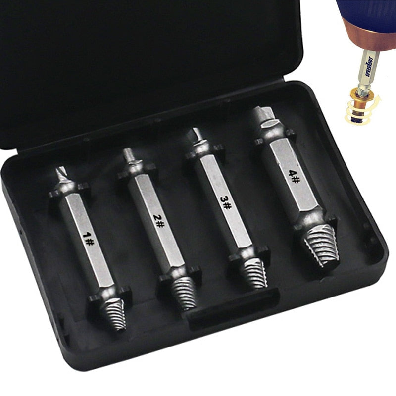 4 Piece Set Damaged Screw Extractor Drill bits -  - buy epic deals