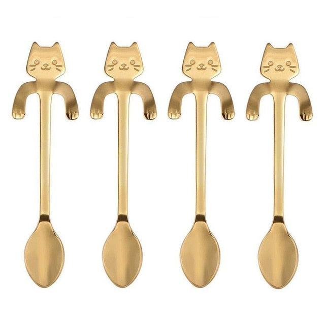 4 Piece Stainless Steel Mini Cat Kitten Spoons for Coffee or Tea -  - buy epic deals