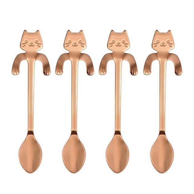 4 Piece Stainless Steel Mini Cat Kitten Spoons for Coffee or Tea -  - buy epic deals