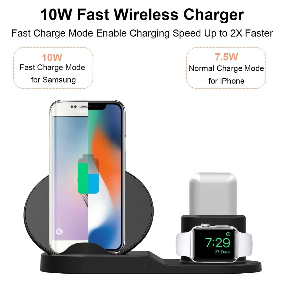 Wireless 3 in 1 Charger Stand for iPhone AirPods Apple Watch, Charge Dock Station Charger for Apple Watch Series 4/3/2/1 iPhone X and 8 - Accessories - buy epic deals