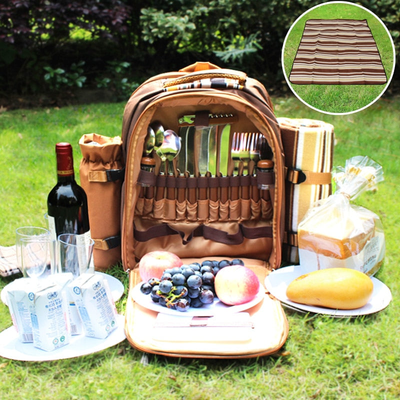 Picnic Backpack with Cutlery for 4 and Wine Bottle holder comes with Picnic Blanket - Accessories - buy epic deals