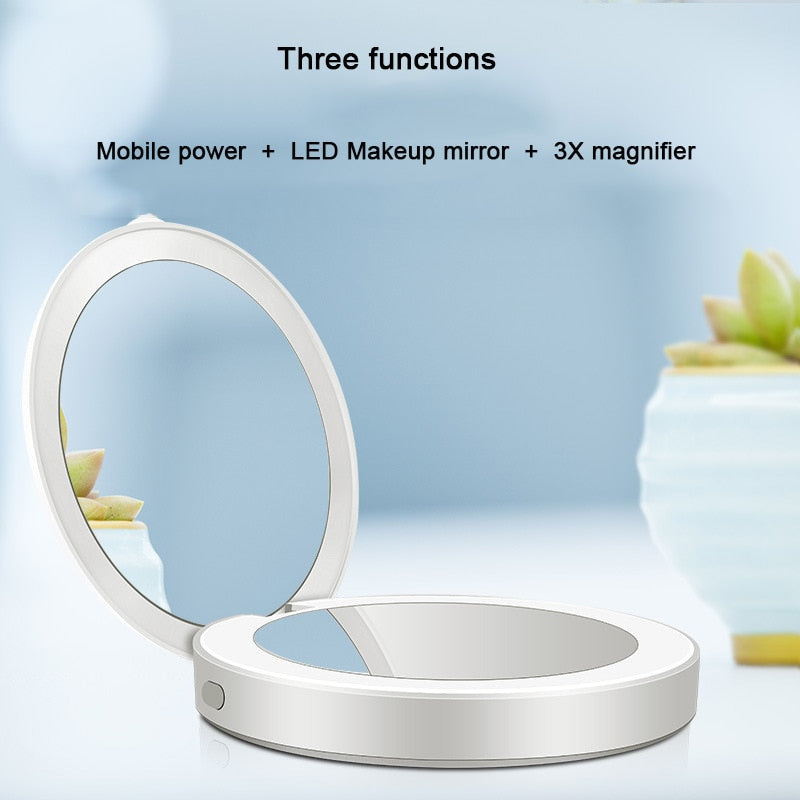 Portable Folding LED Compact Makeup Mirror That Charges Your Smart Phone -  - buy epic deals